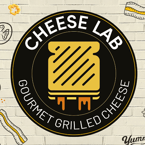 Logo of Cheese Lab featuring a stylized grilled cheese sandwich.